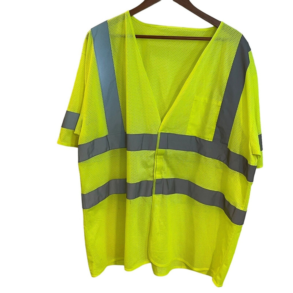 High Visibility Safety Vest Neon Yellow Construction Road Safety Garbage XXL
